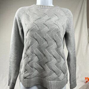 Lands End DRIFTER Sweater Women's SMALL Gray Drifter Cable Knit Pullover Cotton